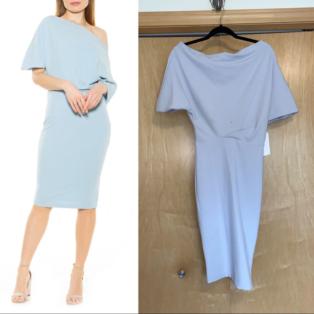 ALEXIA ADMOR Olivia Draped One-shoulder Dress In Sky Blue